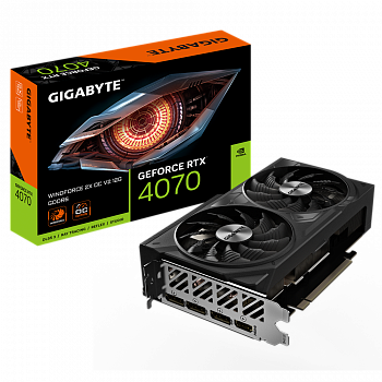 Видеокарта GeForce RTX4070 WINDFORCE OC V2 12G GDDR6 (Gigabyte) ((GV-N4070WF2OCV2-12GD)