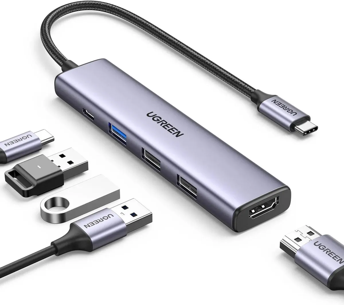Док-станция UGREEN  USB Type-C (HDMI/USB 2.0x2/USB 3.0x1/Type C) CM478 (15495)